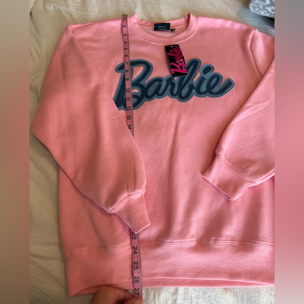 NWT Pink Barbie Sweatshirt Denim Logo - Picture 2 of 3